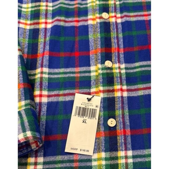 Polo Ralph Lauren Men's Classic Fit Flannel Blue Plaid Workshirt Sz XL NWT $148 - Picture 10 of 12